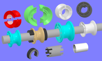 Lineshaft Spools, Split Spool, Shaft Collars, C-Clips